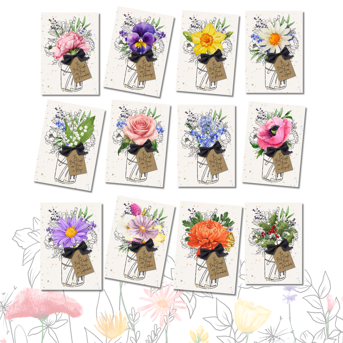 Cosmos October Birth Flower Scented A5 Birthday Card