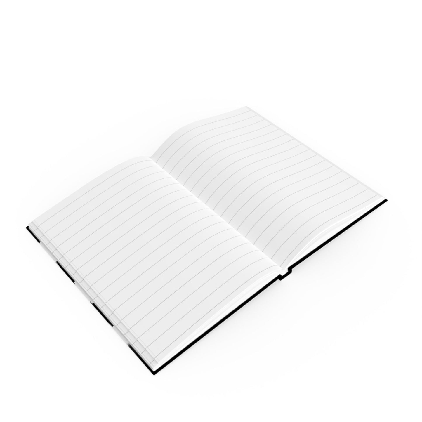 The Panache Collection Open black and white striped notebook with lined pages on a white background