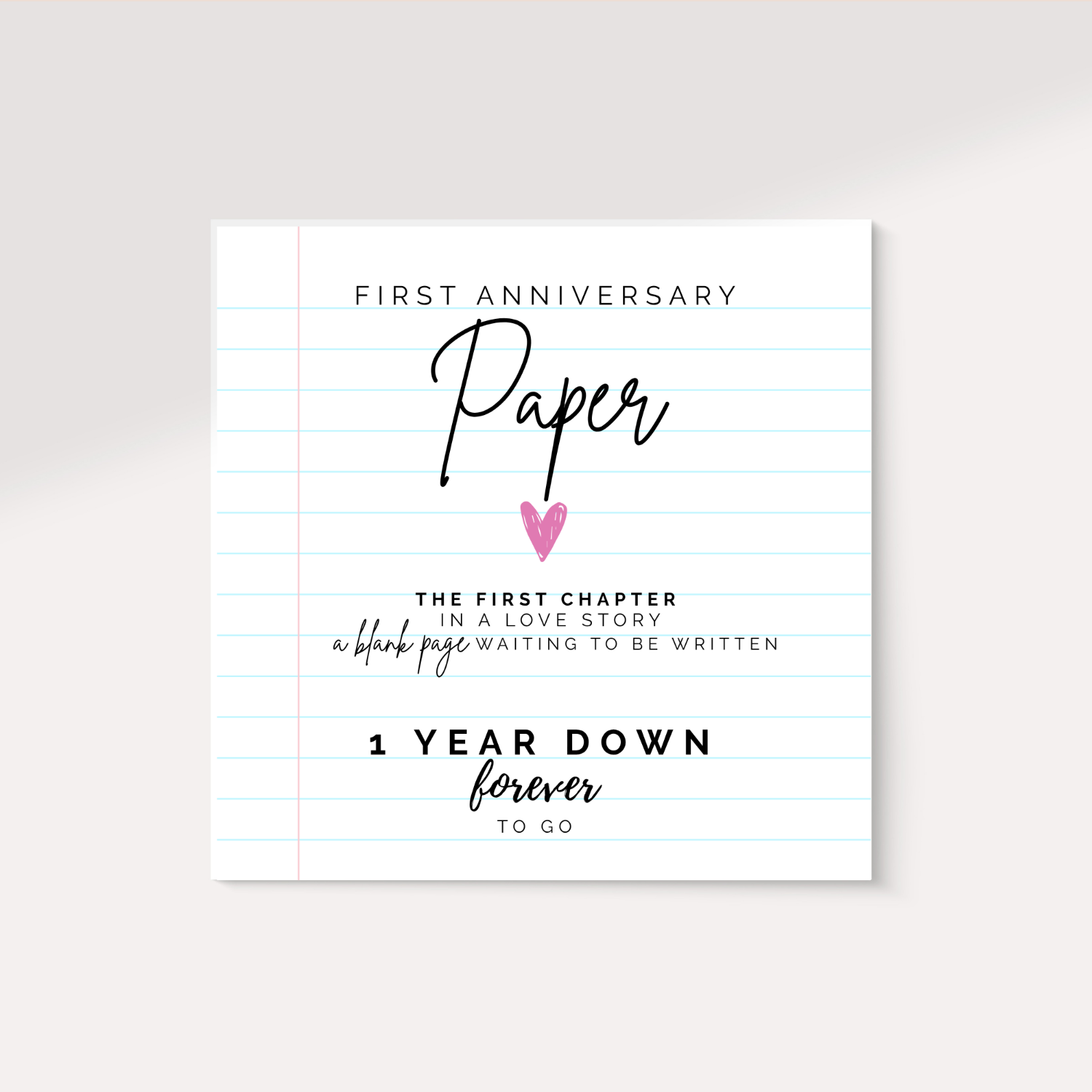 First Anniversary Card - Card with text 'First Anniversary Paper' and decorative elements on a white background