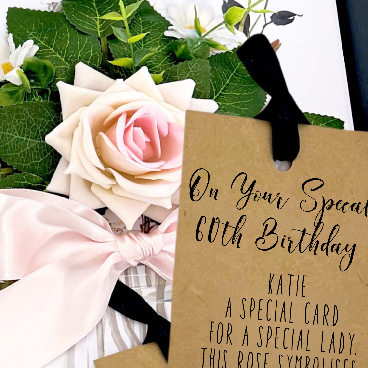 Personalised Rose Bloom birthday Card for Mum 50th