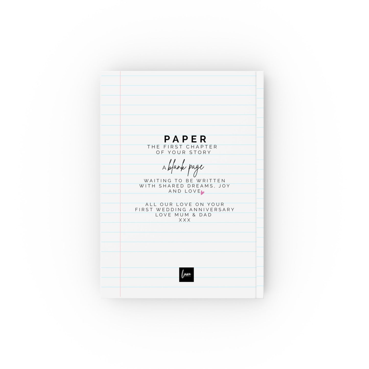Personalised Paper 1st Anniversary Notebook Gift