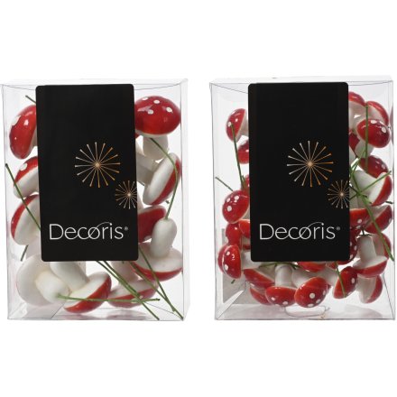 White and Red Decorating Toadstools 2 Sizes