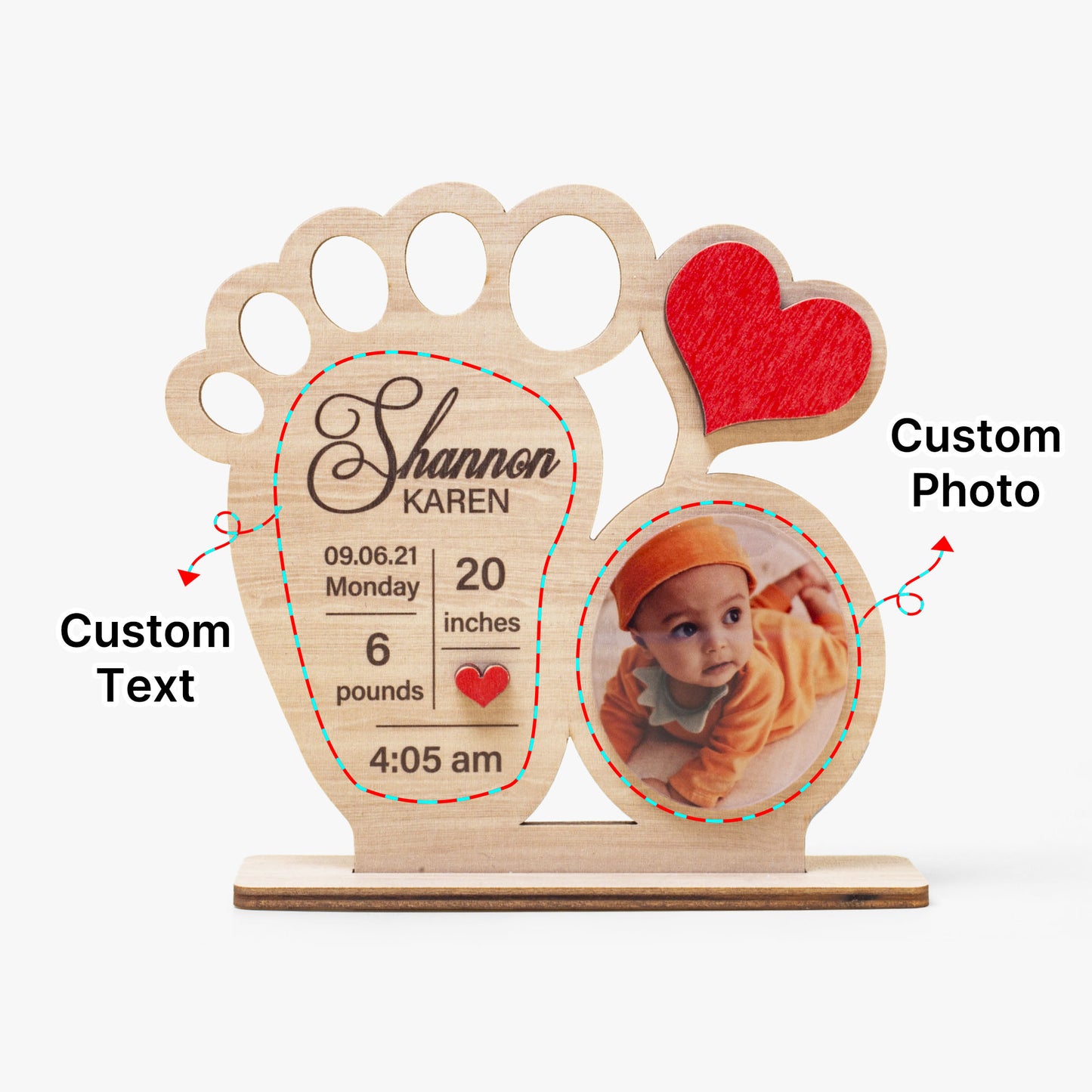 Luxury Personalised New Baby Photo Foot Keepsake Gift
