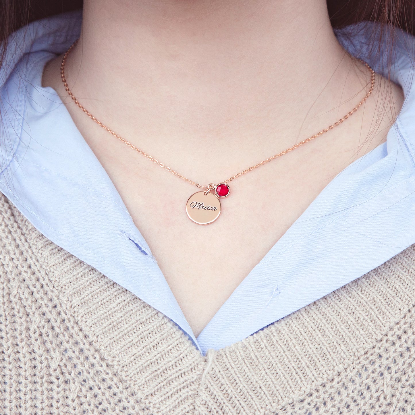Personalised Birthstone Necklace with name (925 Sterling Silver)