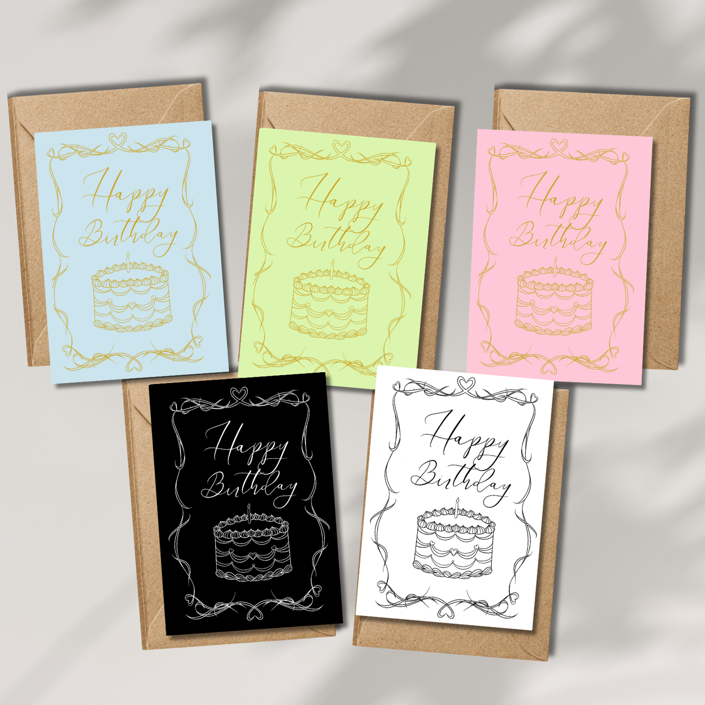 Patisserie Happy Birthday Cake Card Blue