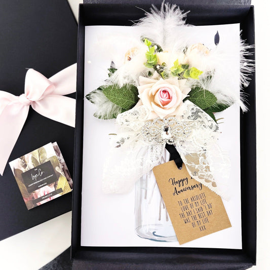 Art Deco Lace, Rose & Diamond Anniversary Keepsake Gift