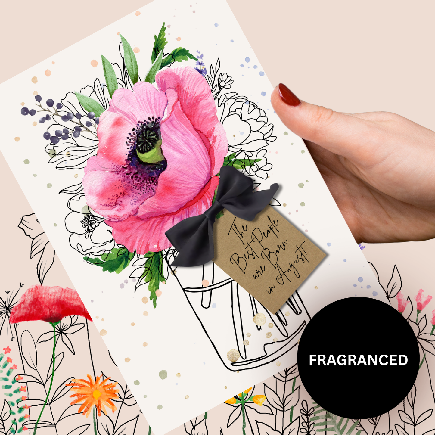 August Birth Flower - Poppy Enamelled Brooch in Box