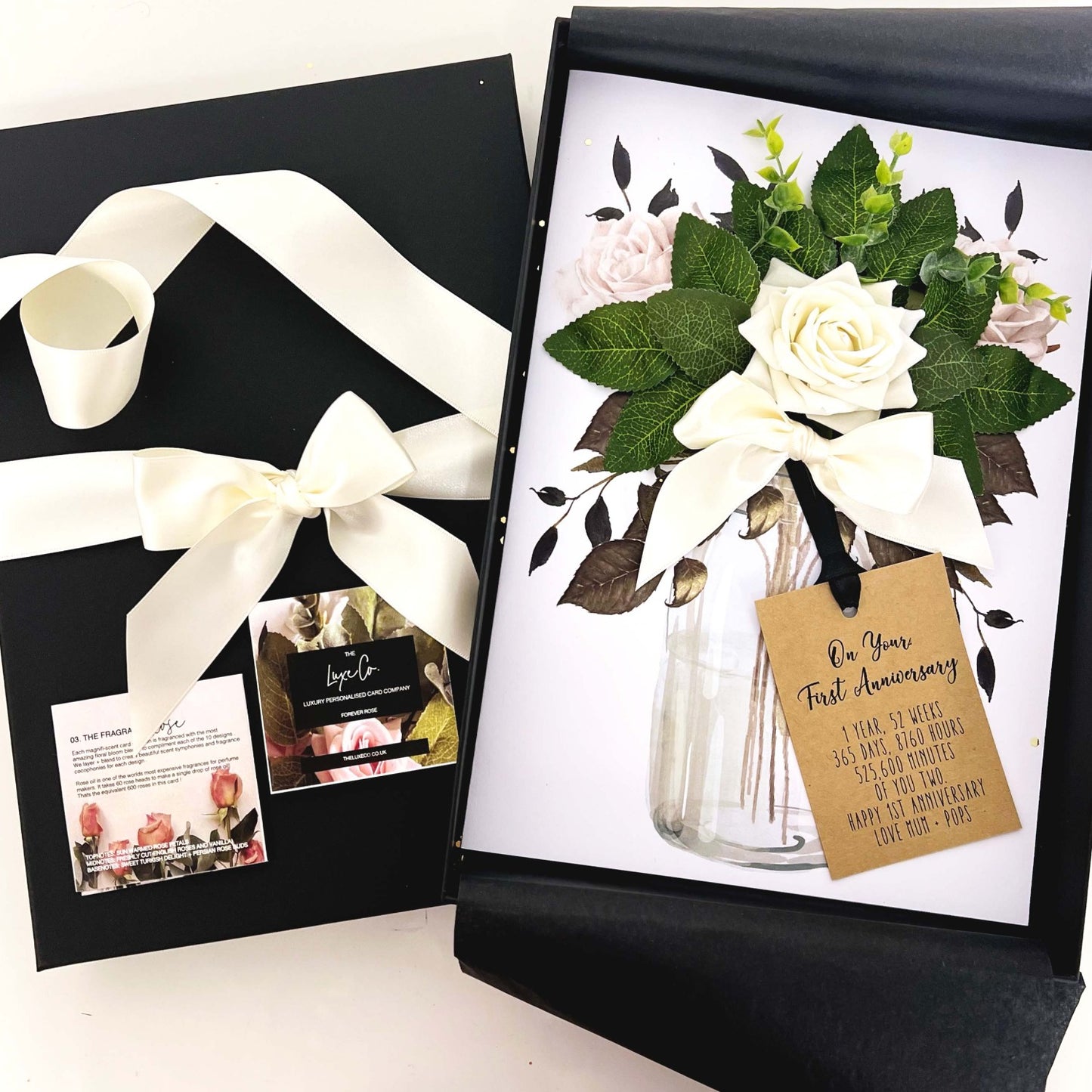 Personalised ivory rose greetings card design