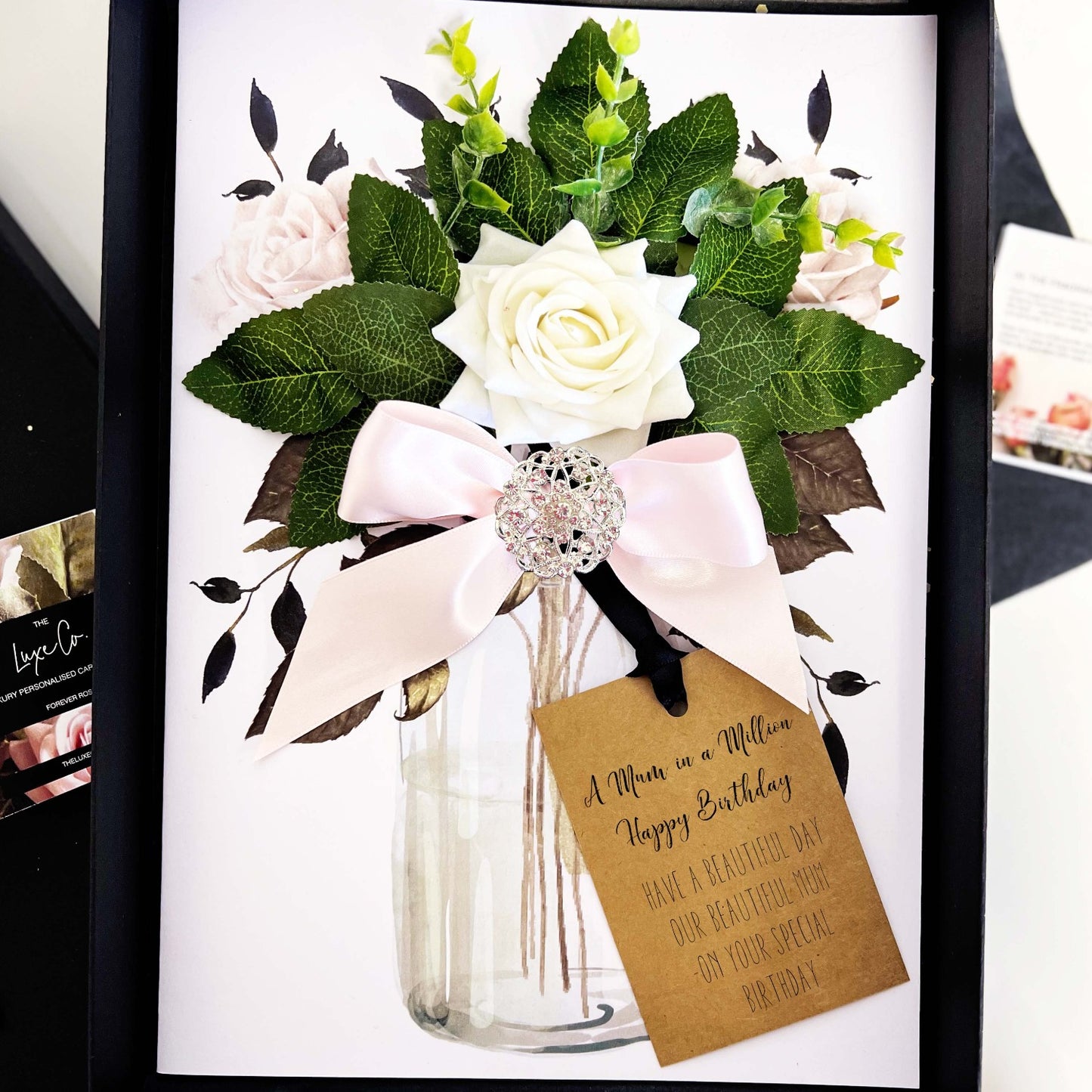Personalised Diamonds + Rose Mum Birthday Card