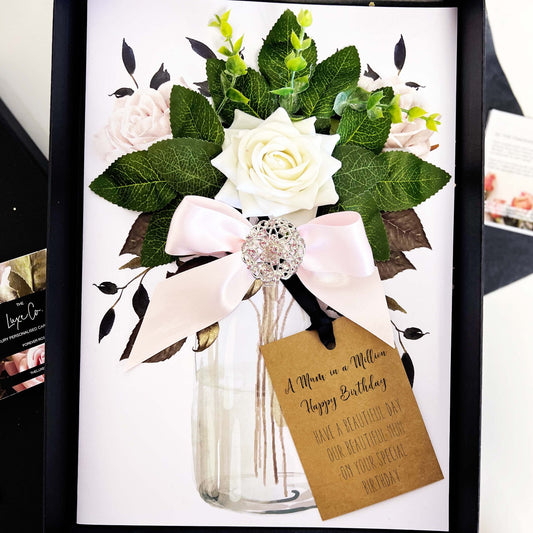 Personalised Diamonds + Rose Mum Birthday Card