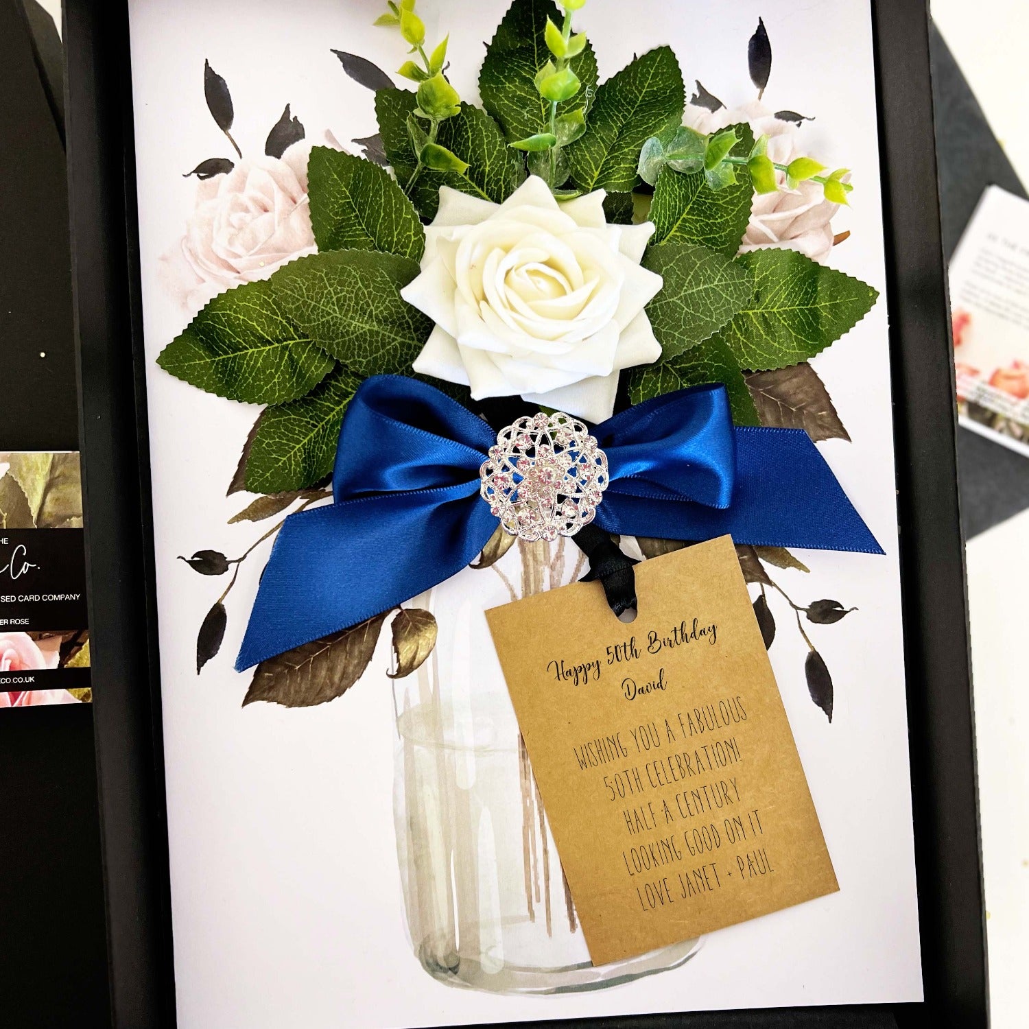 Opulence Luxury Sapphire Blue Personalised Sparkle + Bloom Scented Birthday Cards