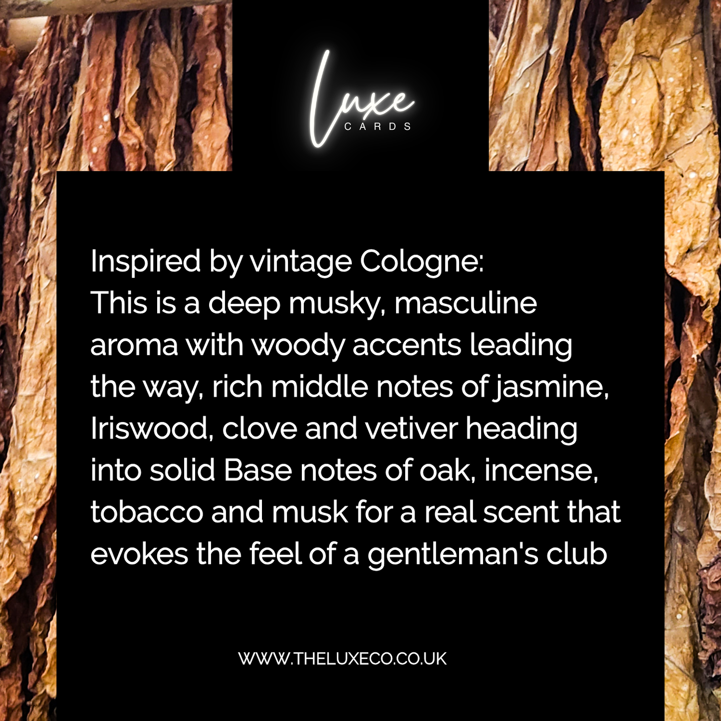 Scented Invitations and cards fragranced in Antique Cologne scent. Luxury personalised scented cards, stationery & gifts by Luxe Cards