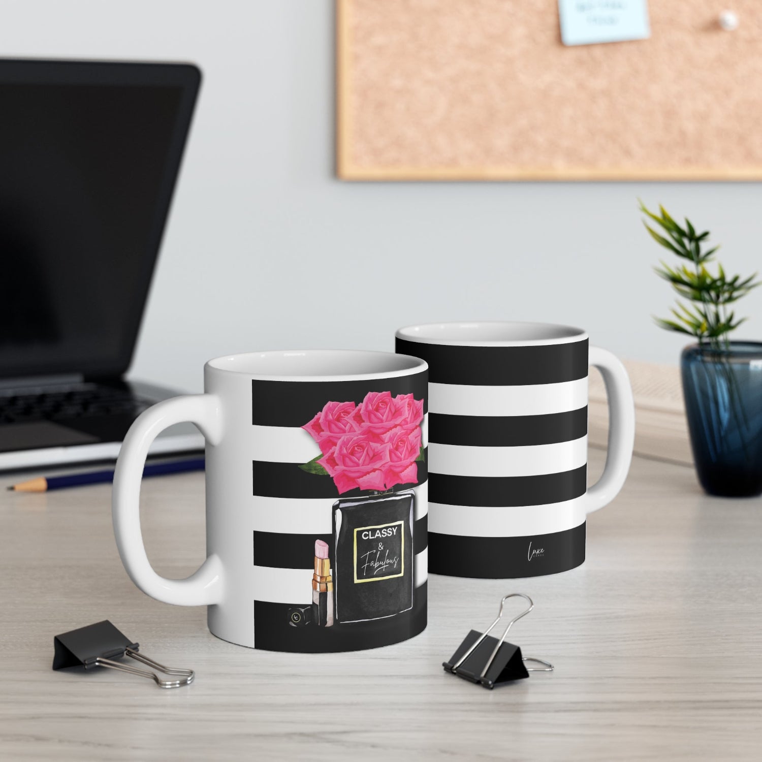 Panache Hot Pink Rose 'Classy + Fabulous' Mug Gift Boxed