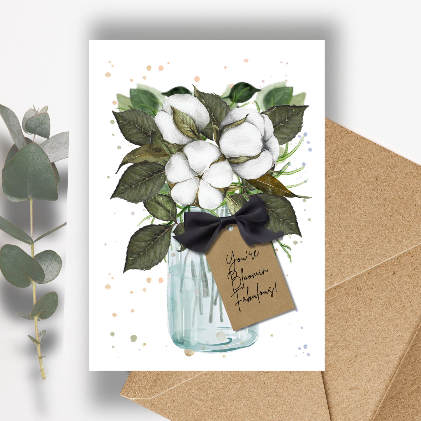 Set of 3 Cotton 'You're Bloomin Fabulous!' Scented Greetings Cards with envelopes