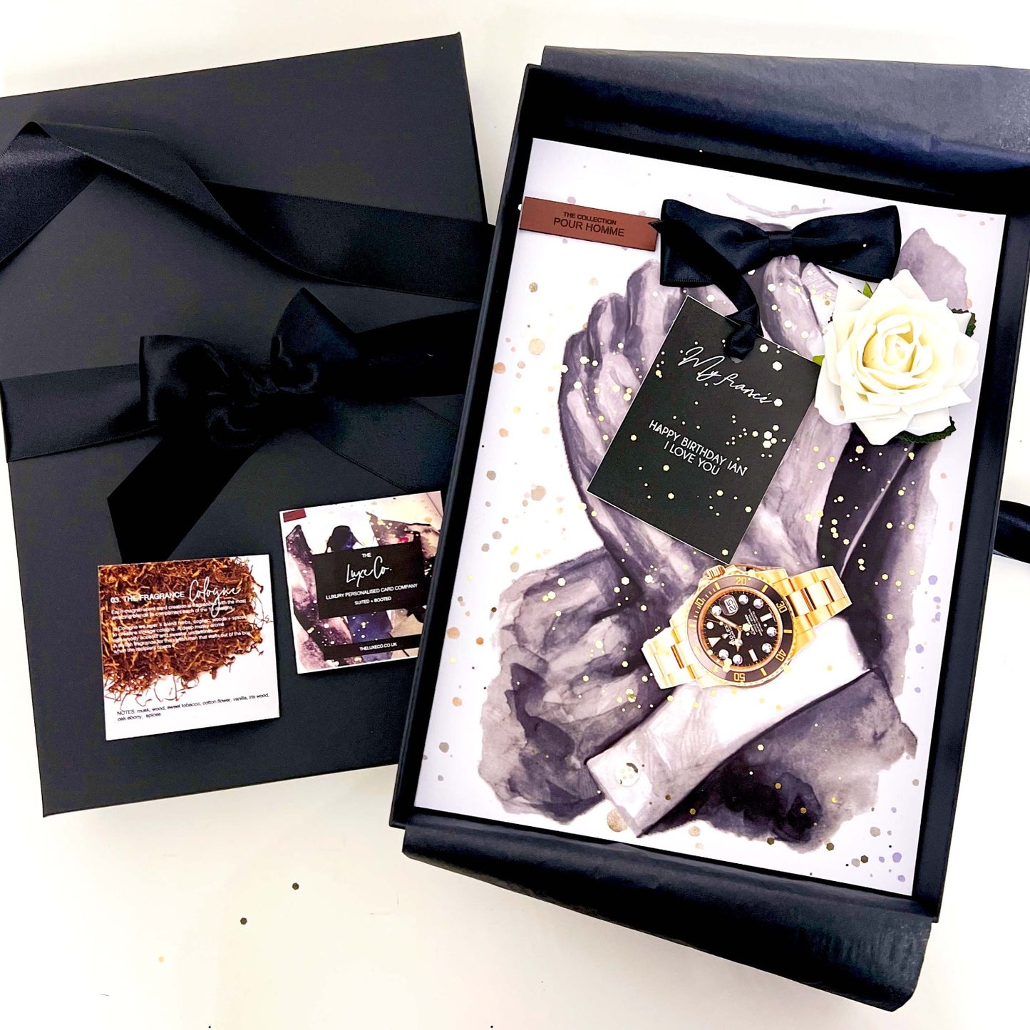 Luxury card for him with Swarovski crystal encrusted watch.