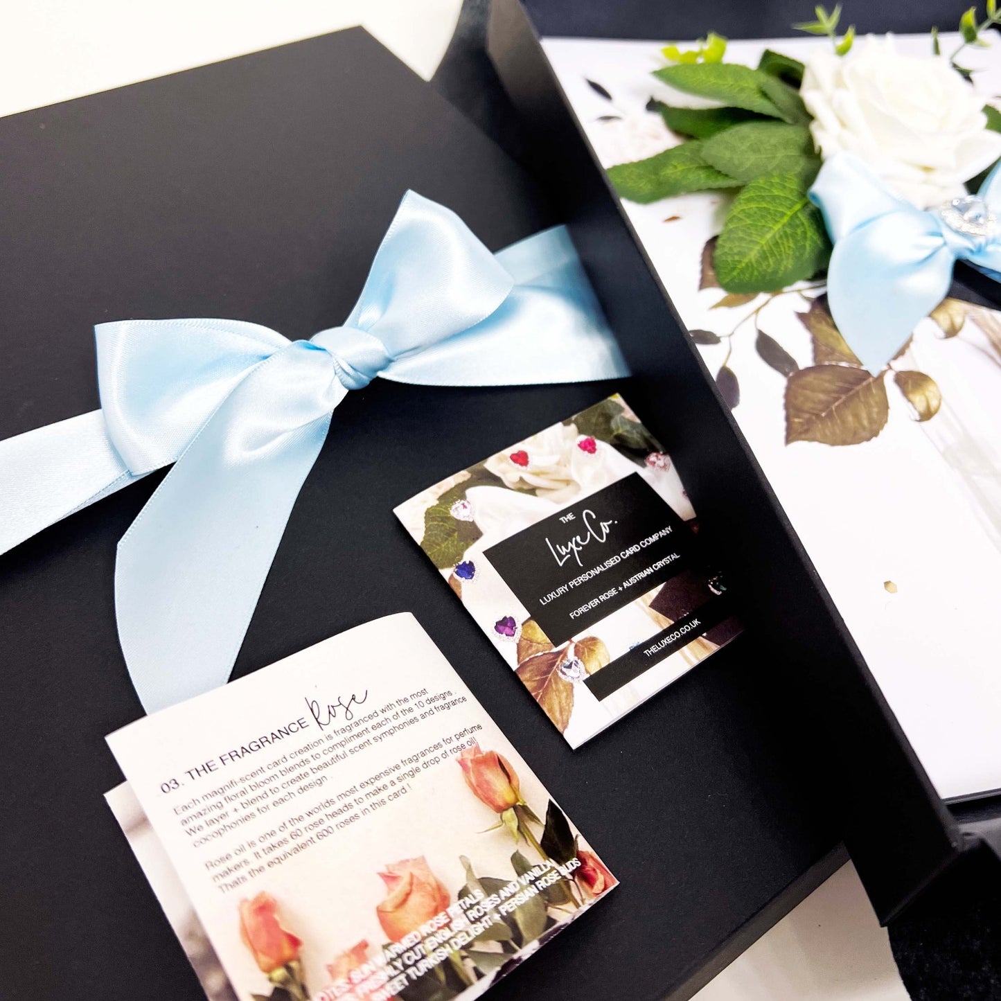 Luxury Aquamarine Birthstone + Flowers Card A Gift Boxed Birthday Gift for March