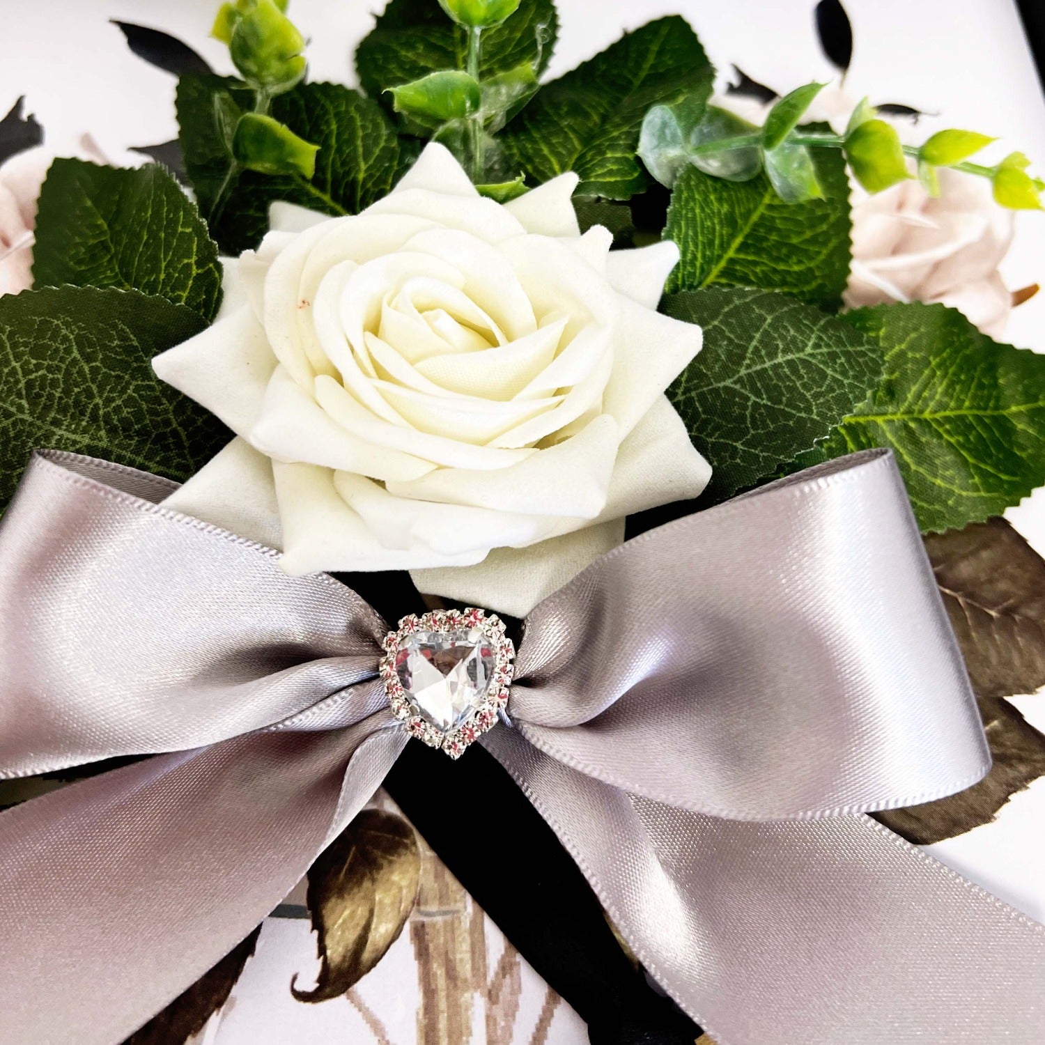 Luxury Rose Wrist Corsage with Double Ribbon Bow