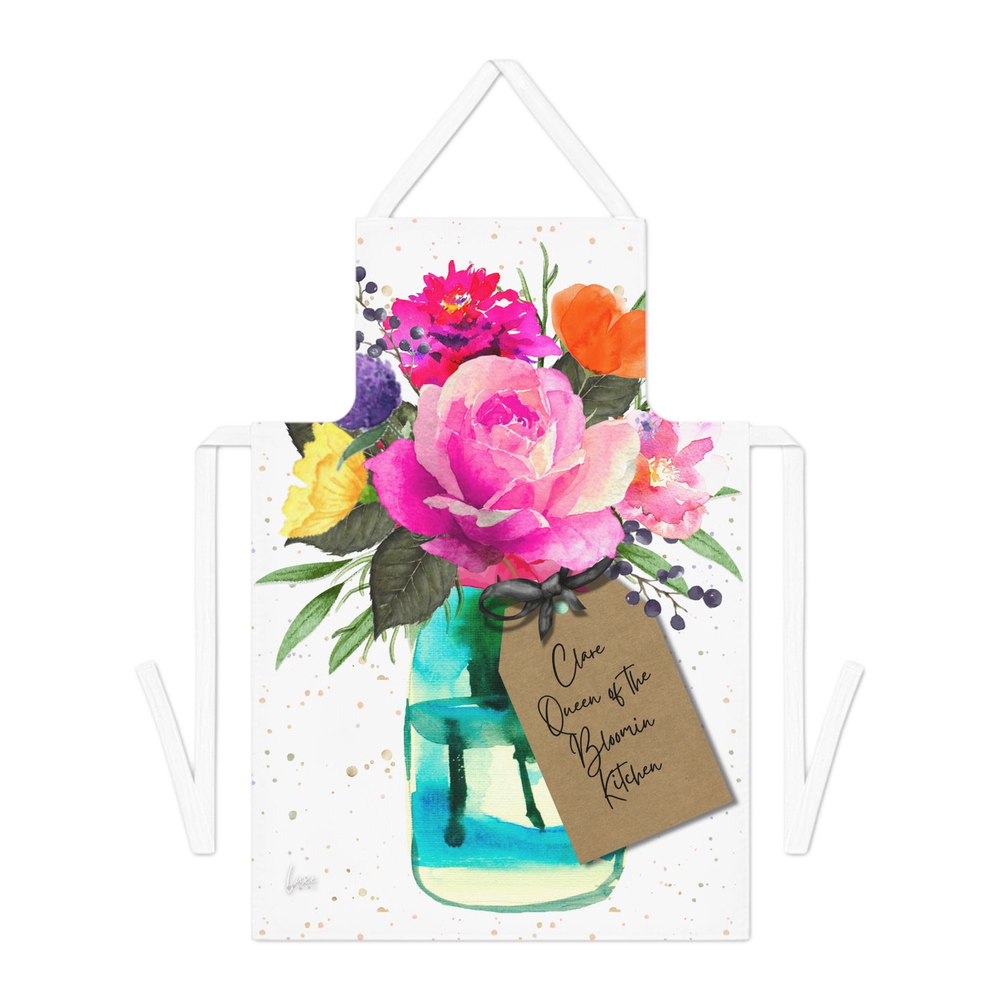 Personalised Bloom Hot Pink Rose Apron