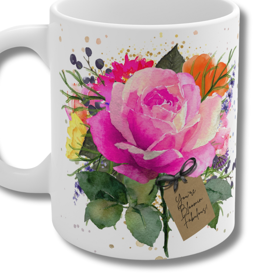 Bloomin Fabulous Ceramic Hot Pink Bloom Rose Mug