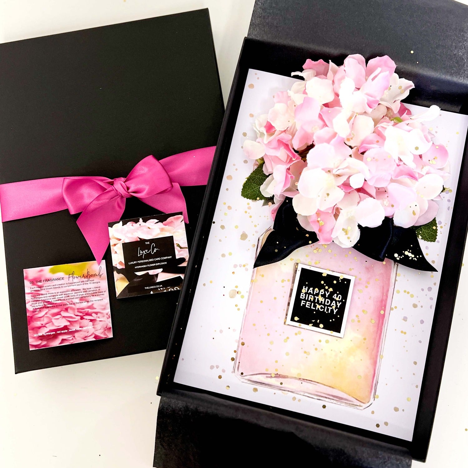 Personalised silk flower hydrangea greetings card | The Luxe Co