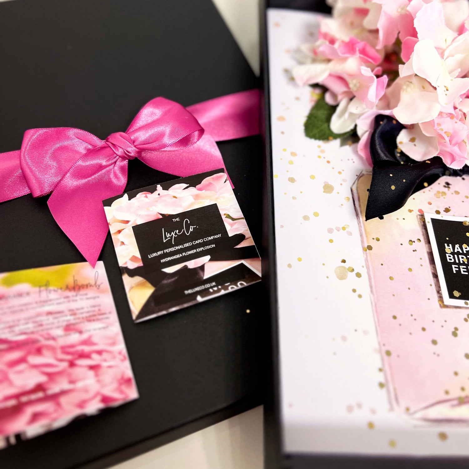 Boxed silk flower A4 Personalised Mother's Day Card 'Scented Hydrangea Flowers'