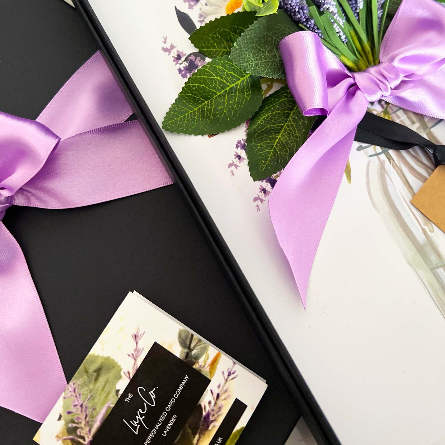 Close up of scented lavender personalised birthday cards