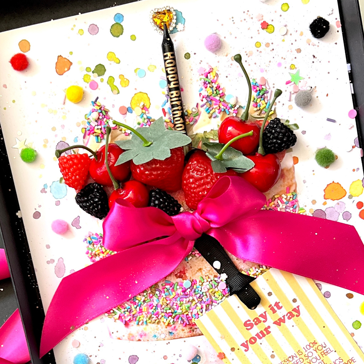Luxury cherry birthday cake card | Scented birthday cards by The Luxe Co