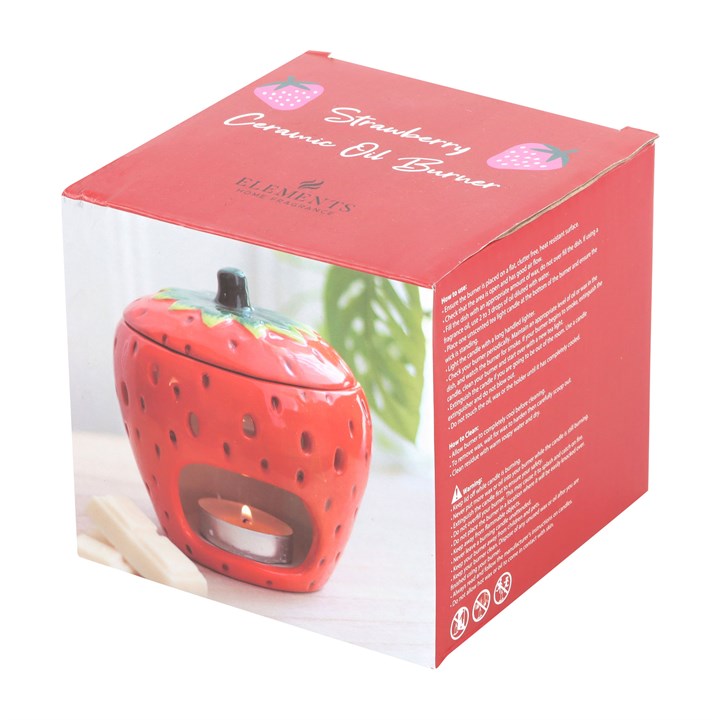 Strawberry-shaped ceramic oil burner wax warmer for room oil fragrance in box