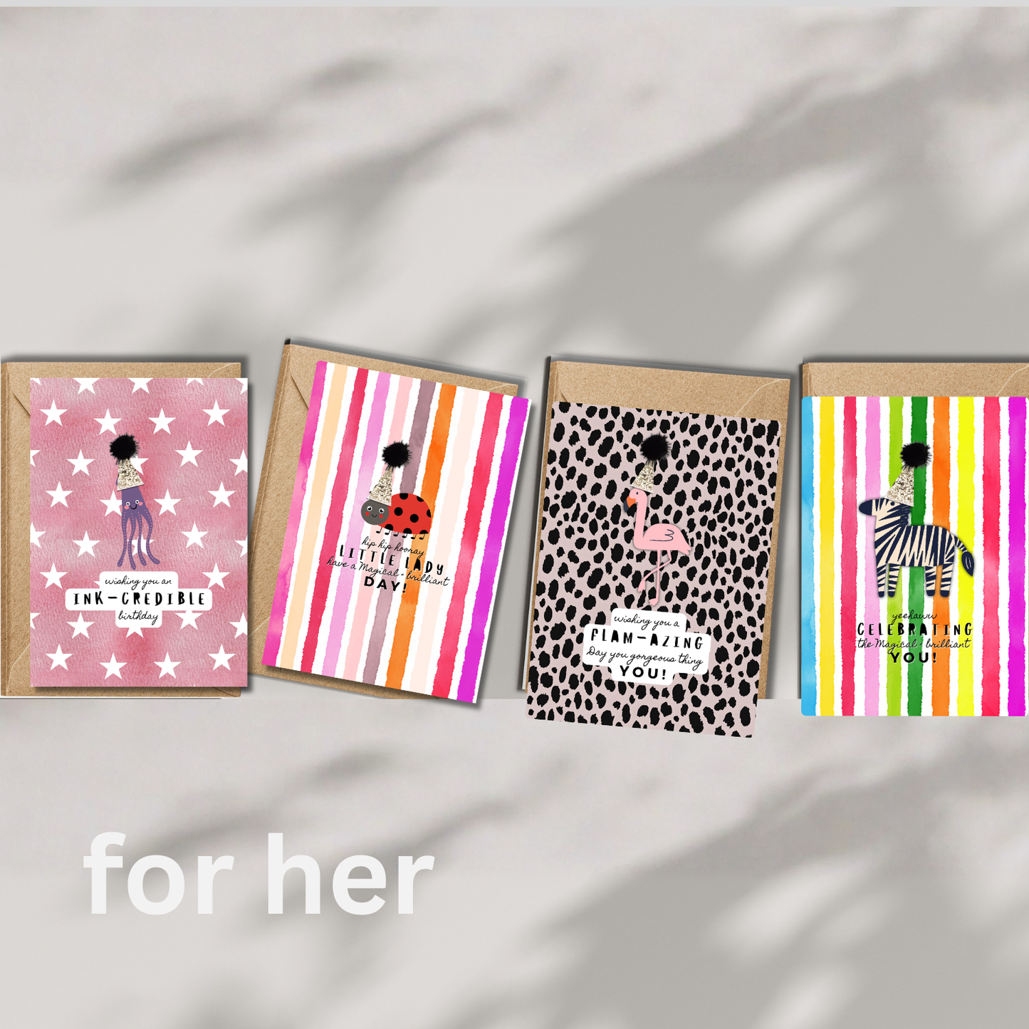 Pink Lemonade + Party Hats Cheetah Birthday Card Big A5