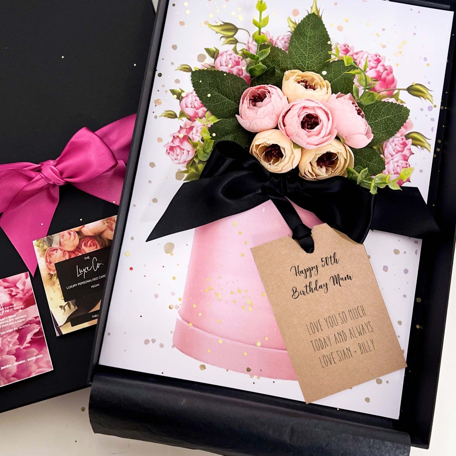 Happy 50th Mum - Boxed Mum 50th Birthday Card with Scented Peony's