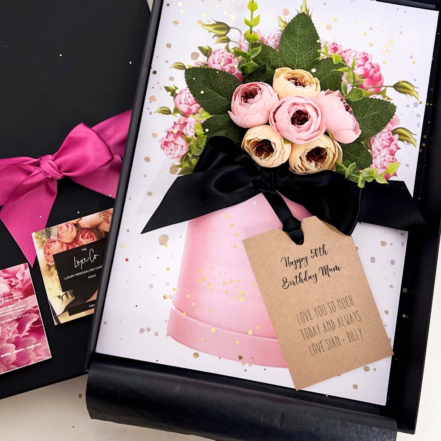 Happy 50th Mum - Boxed Mum 60th Birthday Card with Scented Peony's