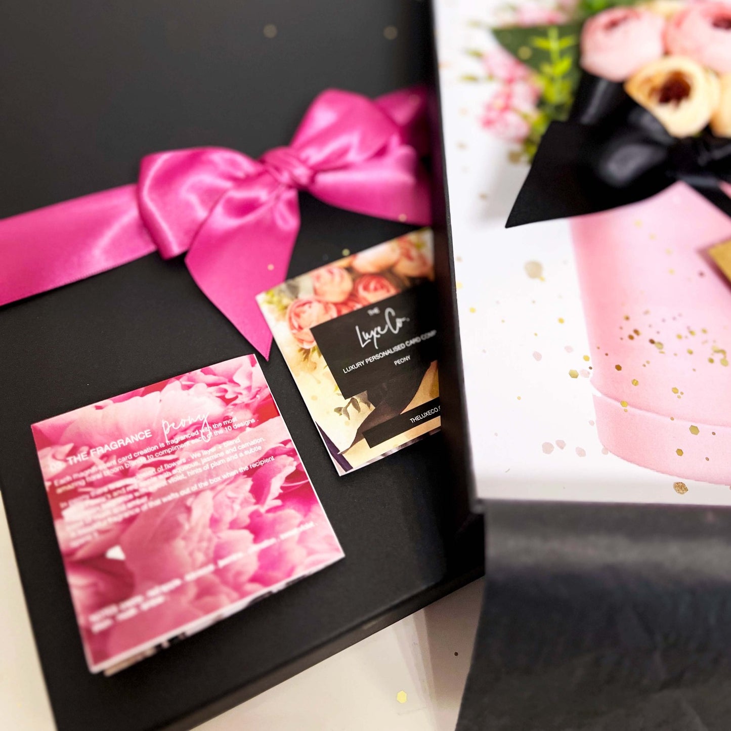 Boxed Bloom Peony Scented Greetings Card Design