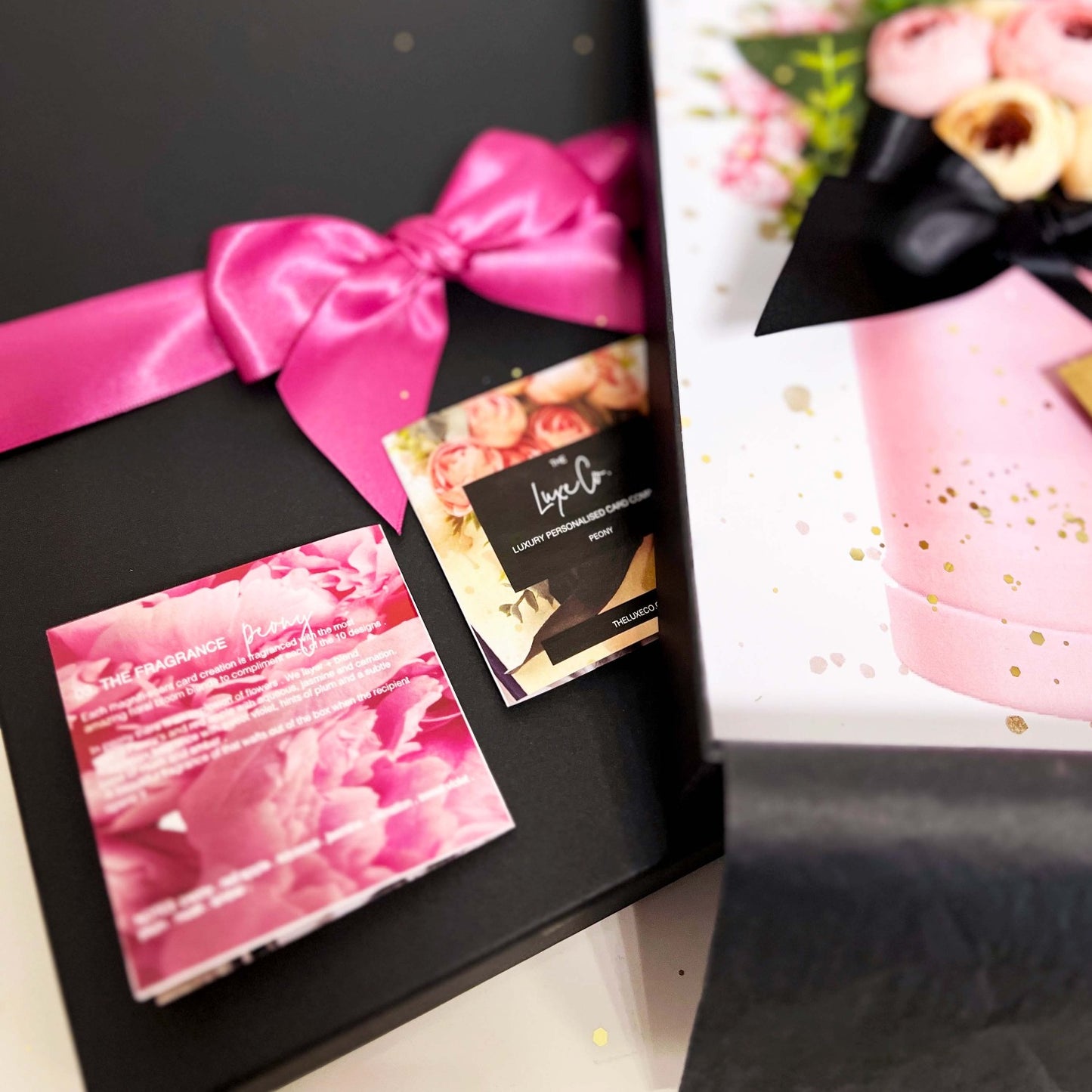 Boxed peony birthday card for her that smells of flowers when she opens it
