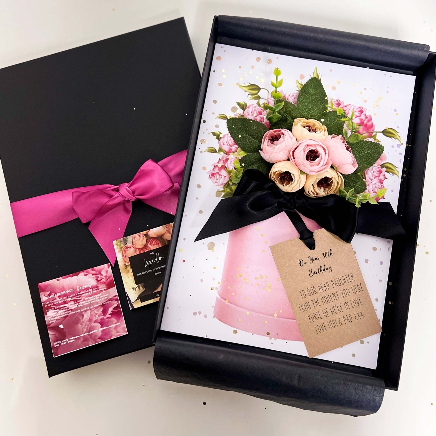 Peony Daughter 16th birthday cards handmade with Scented Silk Peony's