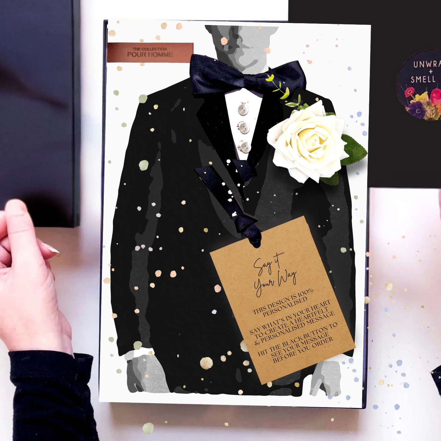 Handmade Personalised 40th Tux Birthday Card for Him