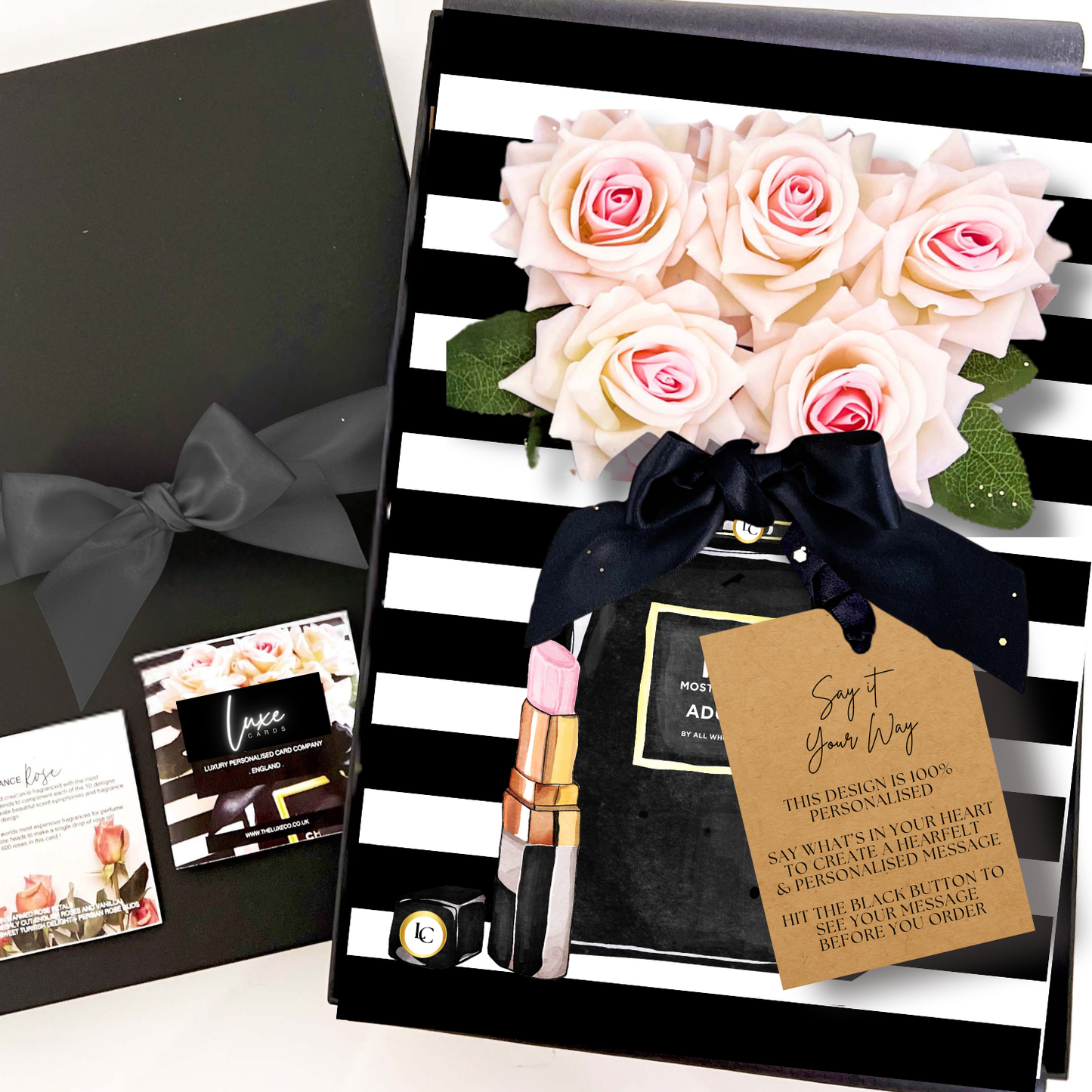 Panache Exquisite Scented Mothers Day Card with 5 everlasting roses