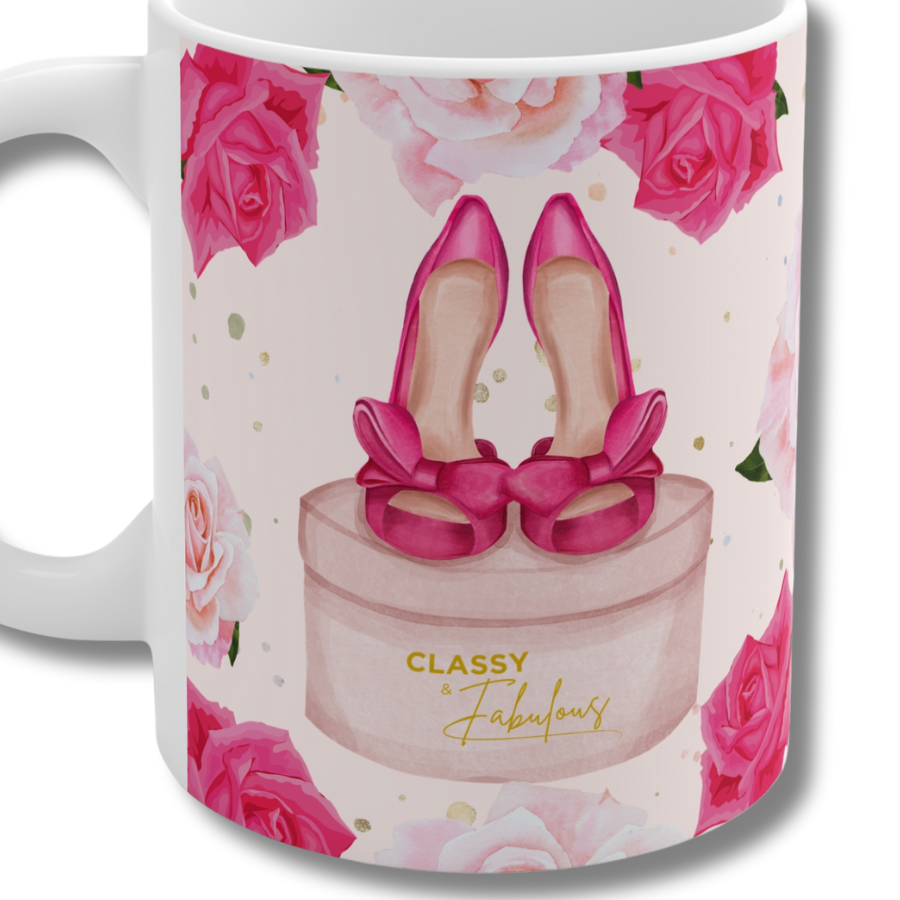 Pink Heels 'Classy + Fabulous' Mug Boxed