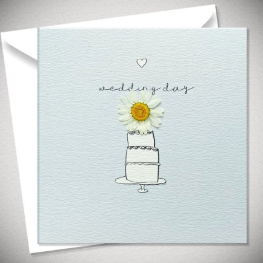 Pressed Daisy Wedding Day Cake Card