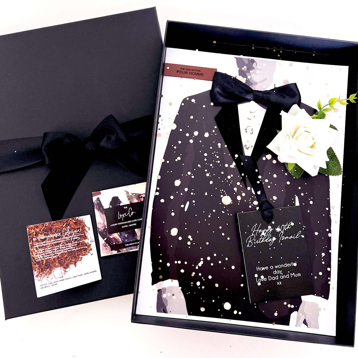 personalised golden anniversary card with cologne scent