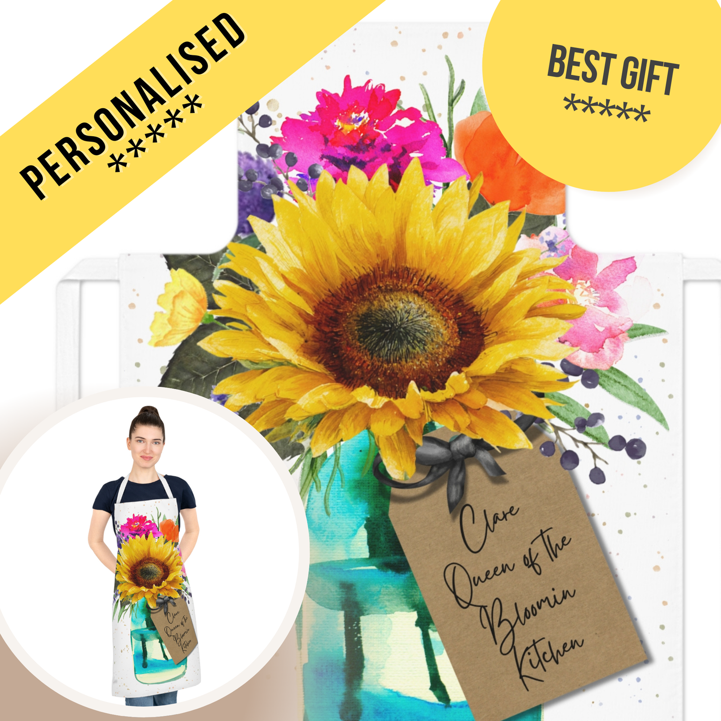 Personalised Bloom Sunflower Apron