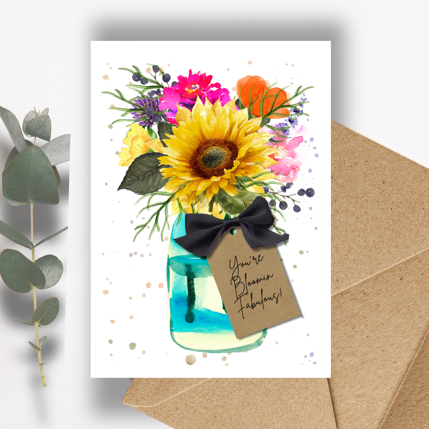 Set of 3 Sunflower Handmade Cards with envelopes