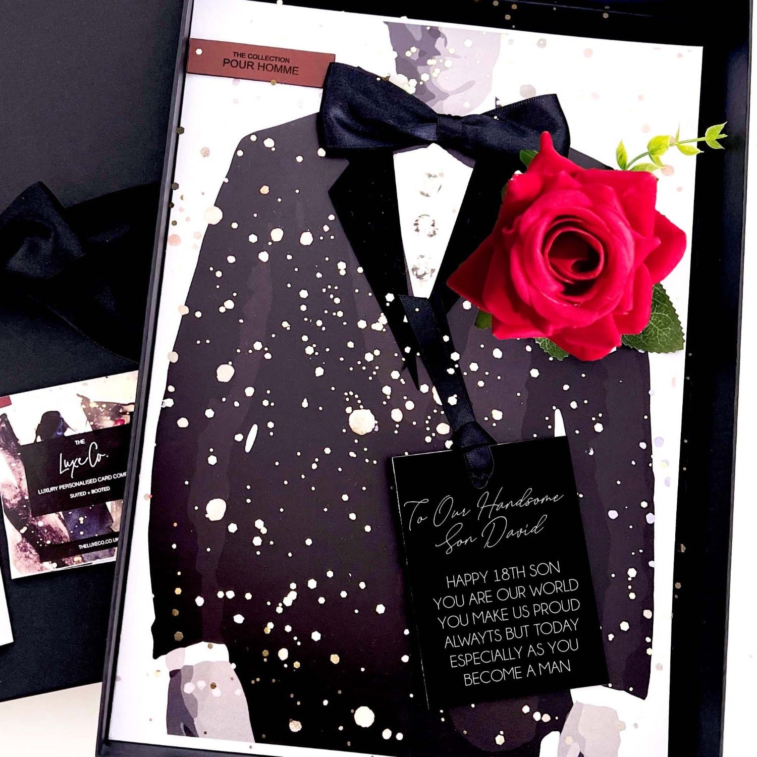 Red rose tux Husband 50th luxury Anniversary card design