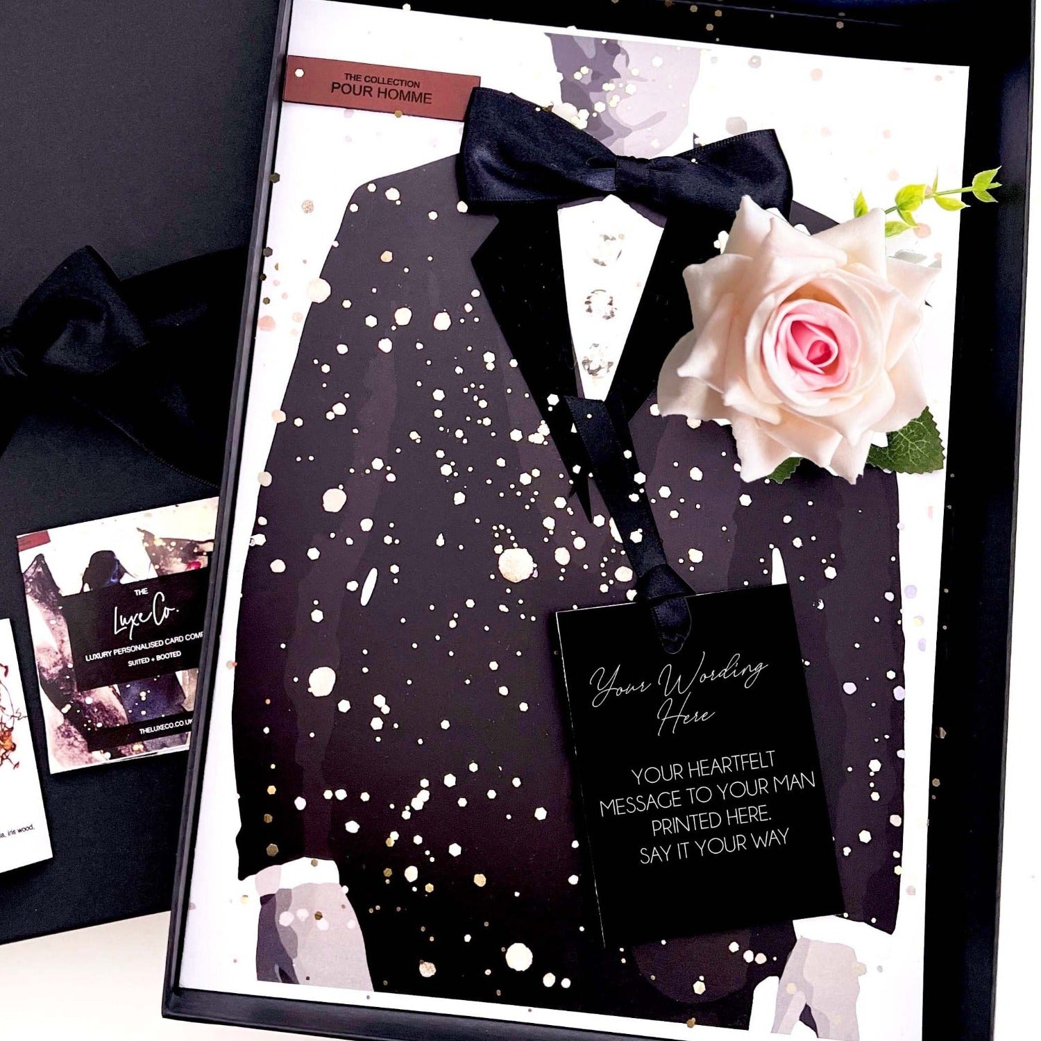 Blush Pink rose tux Husband jacket luxury Golden Anniversary Mans card design