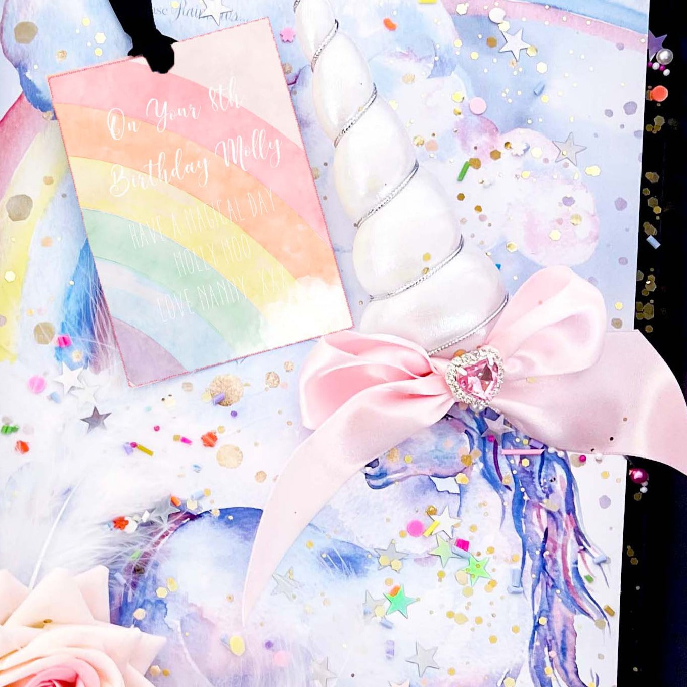 Handmade Personalised Unicorn christening card