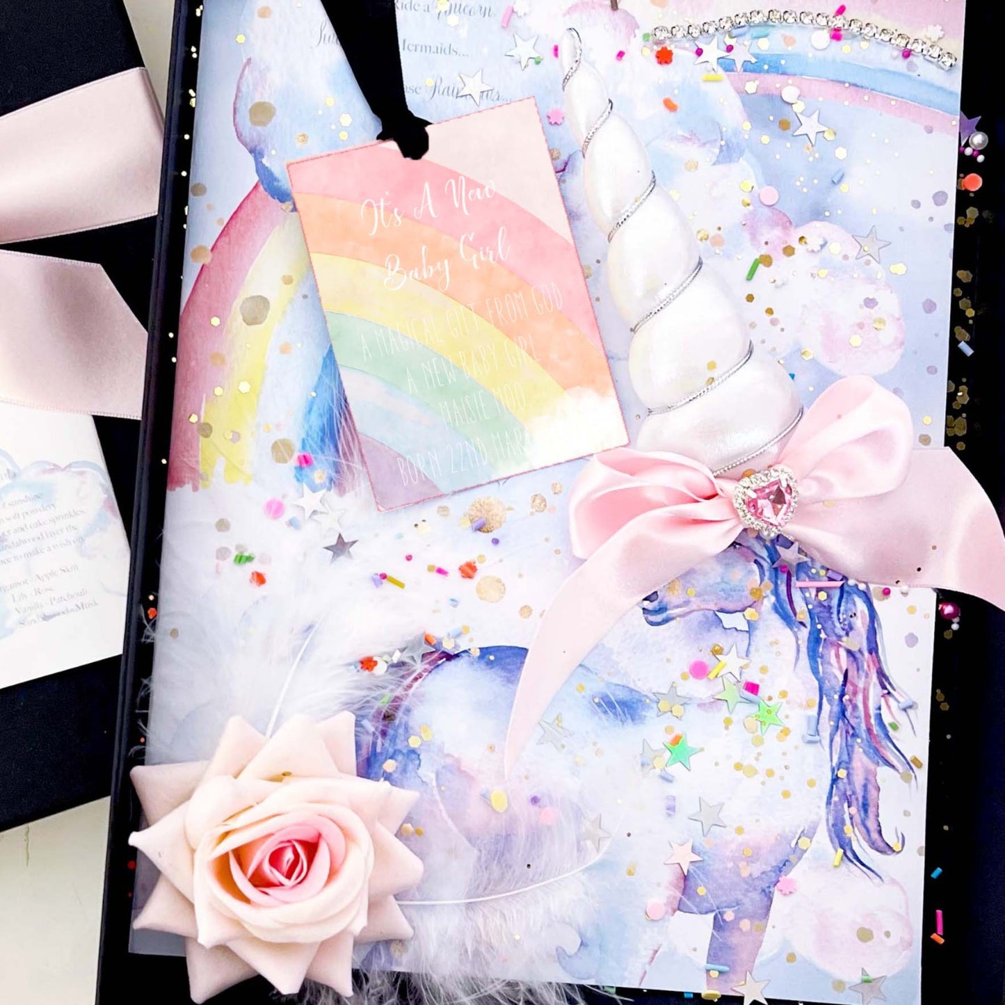 Handmade Personalised Unicorn New Baby Birth Card