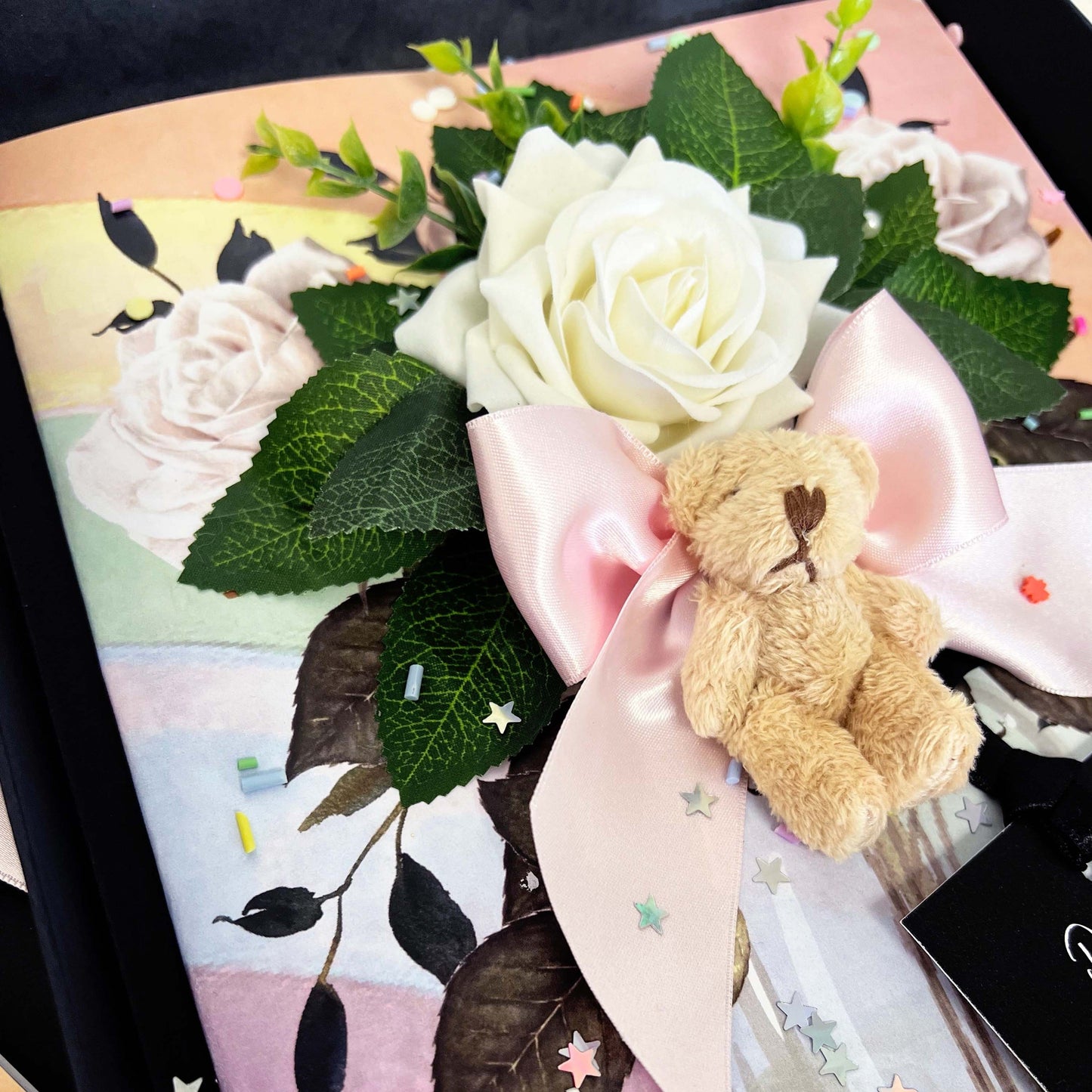 Granddaughters First Birthday Card Handmade with dangly teddy bear for special 1st birthday | The Luxe Co