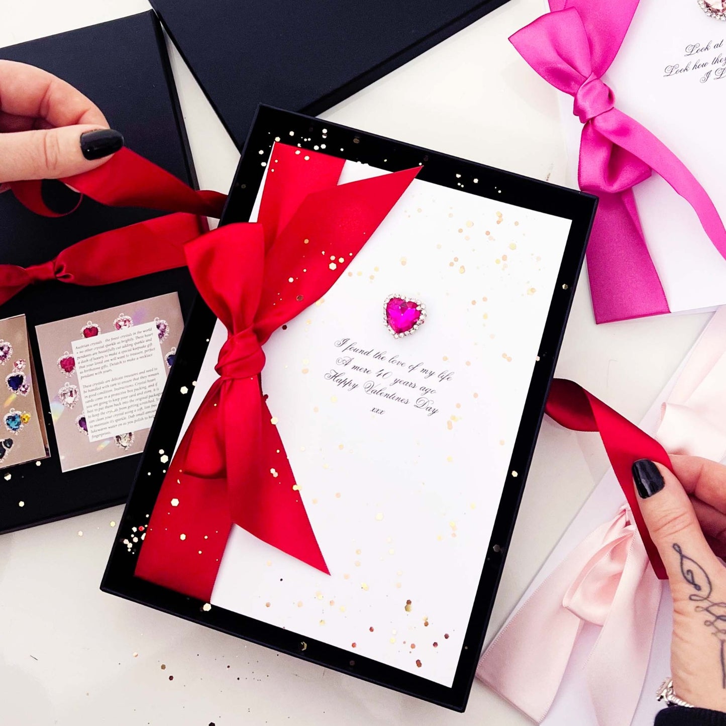 Luxury crystal cards in rainbow crystal colours