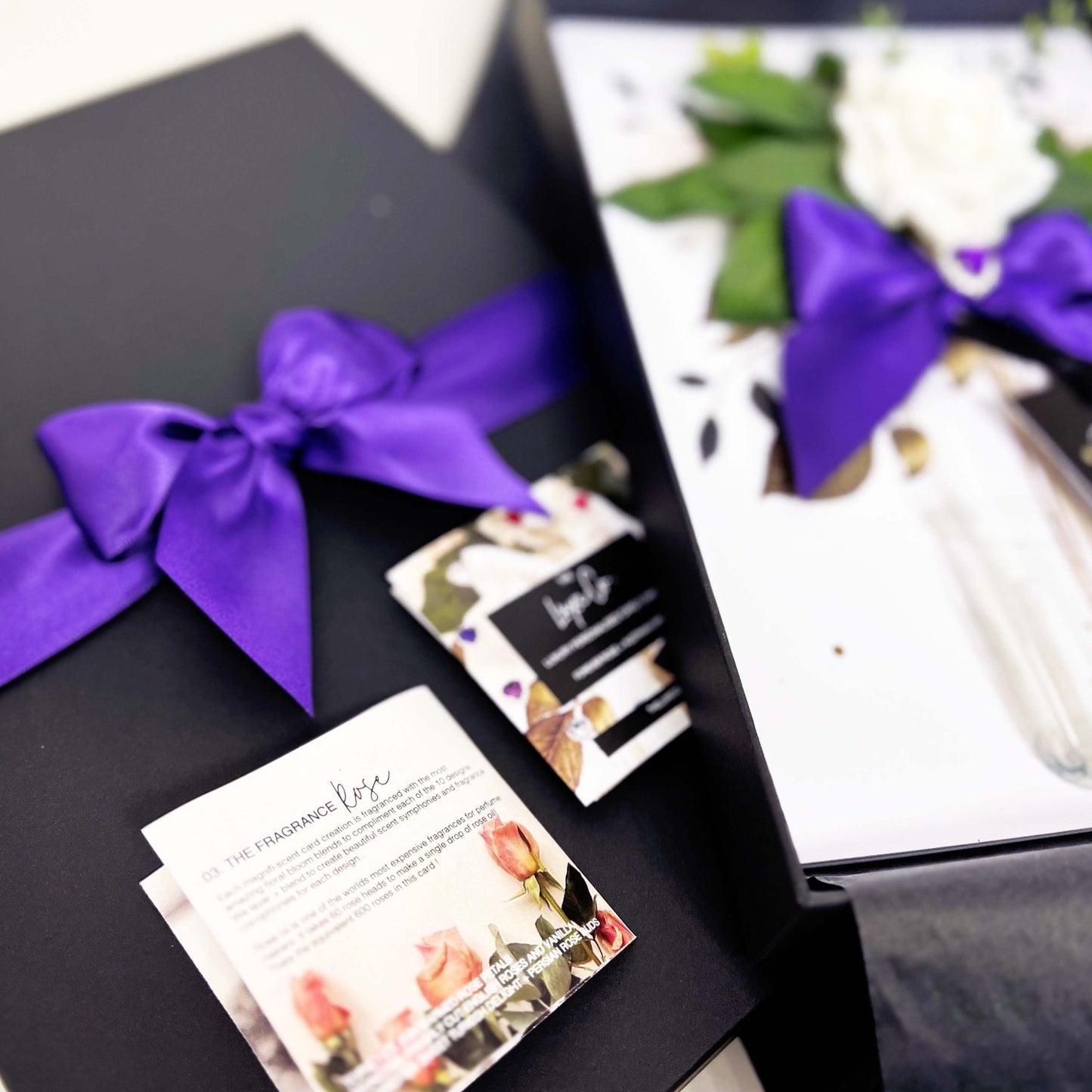 Amethyst Birthstone scented rose and crystal card - the perfect gift for a birthday in february
