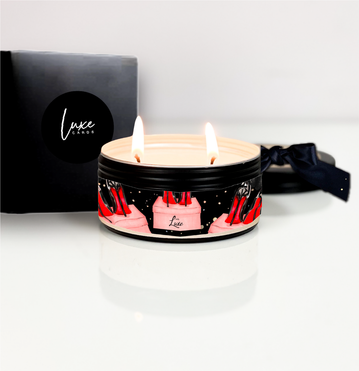 Black heels 21st birthday Candle - make a gift pairing to match your luxury card