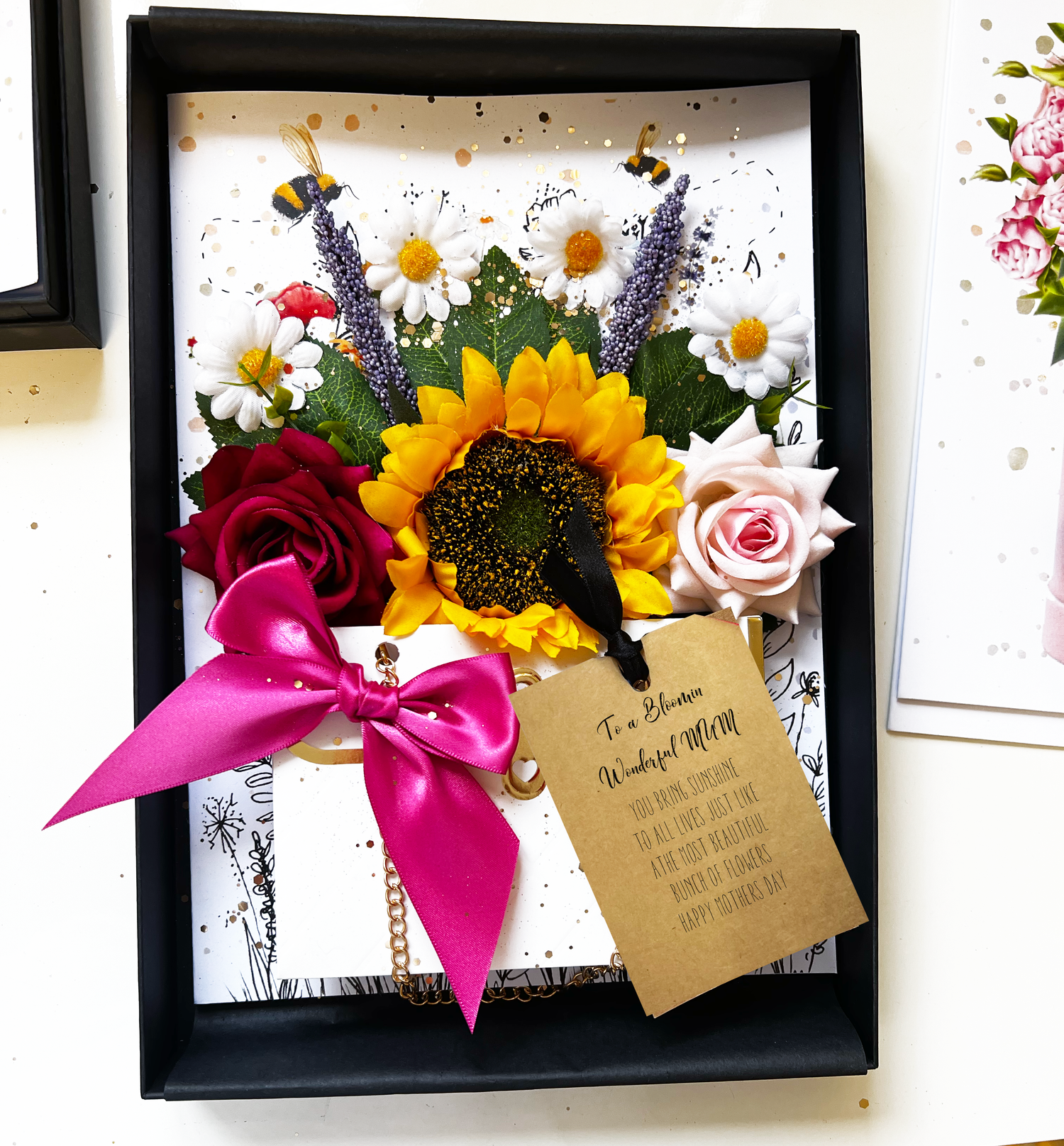 Gift Boxed Personalised Scented Mother's Day bouquet Card with meadow flowers